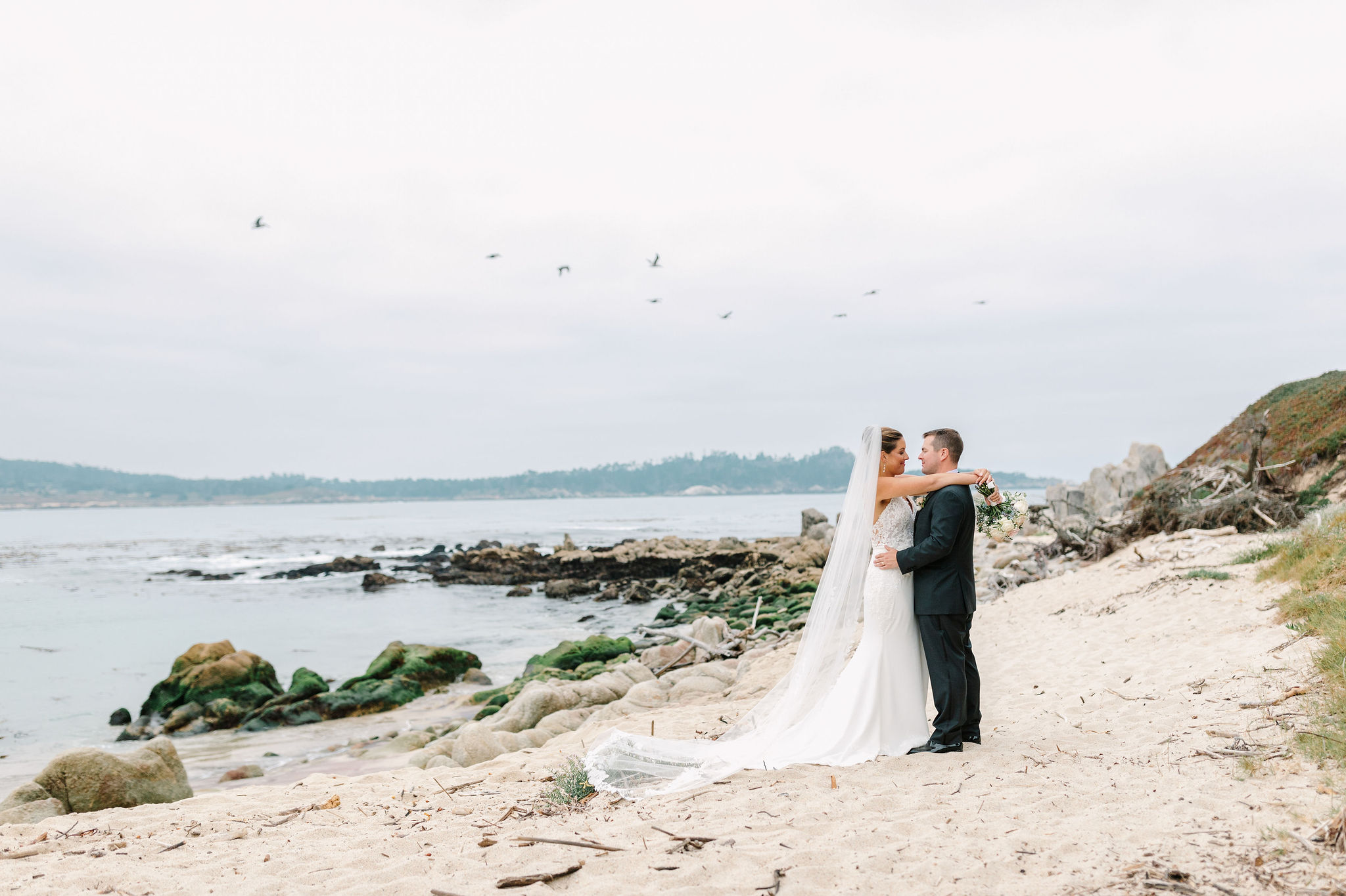 Carmel mission ranch wedding photos on Carmel River Beach